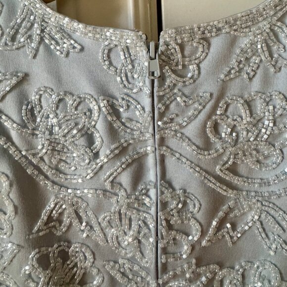 Vintage Blacktie Oleg Cassini Satin Blue Beaded Sleeveless Top Size 8P - Picture 3 of 6